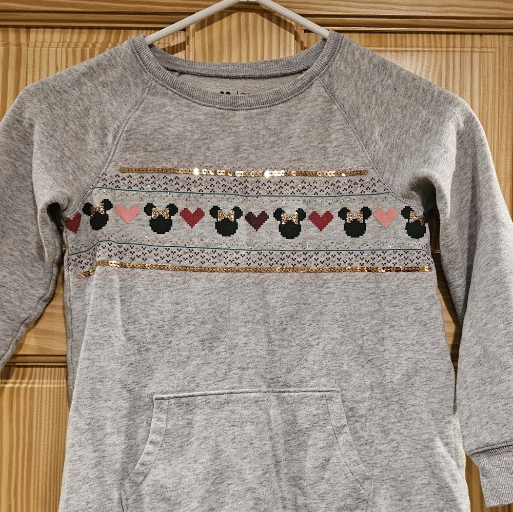 Minnie Mouse Sweatshirt Dress Girls 8 Limited Edition Disney Sequins Tunic - Picture 2 of 11